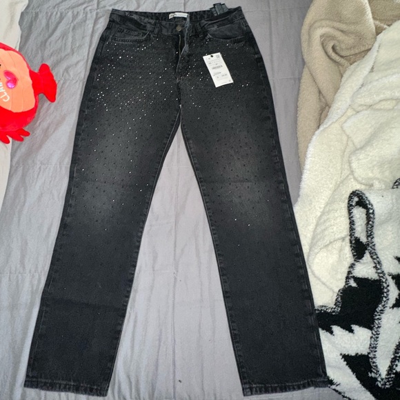 Zara Denim - Zara Slim Black Rhinestone Jeans